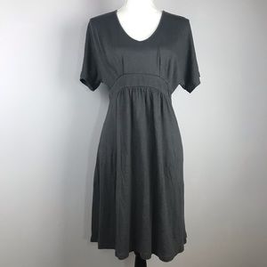 Garnet Hill Dress S V Neck Sheath Short Sleeve